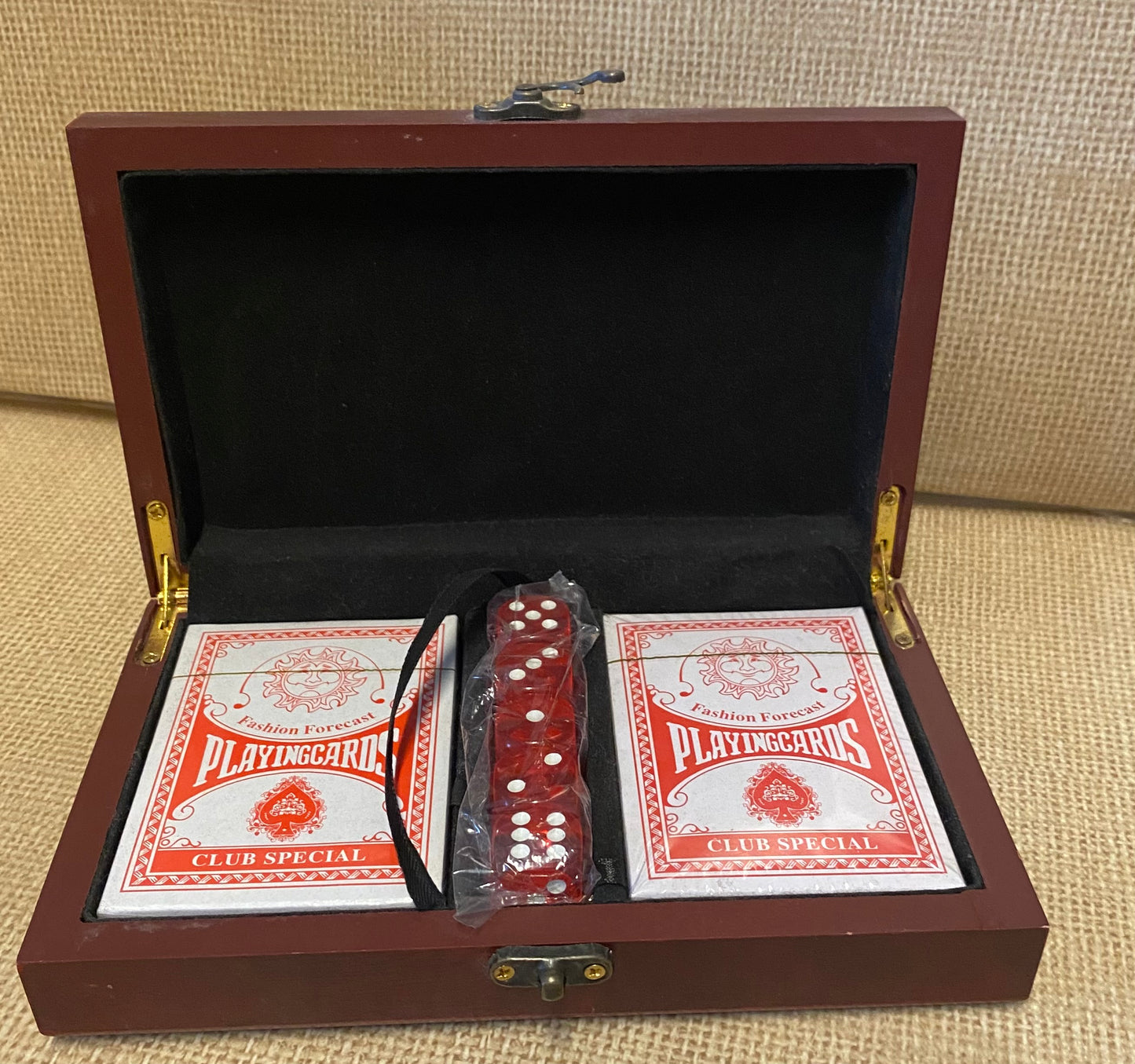 Playing card set in Personalized Rosewood box
