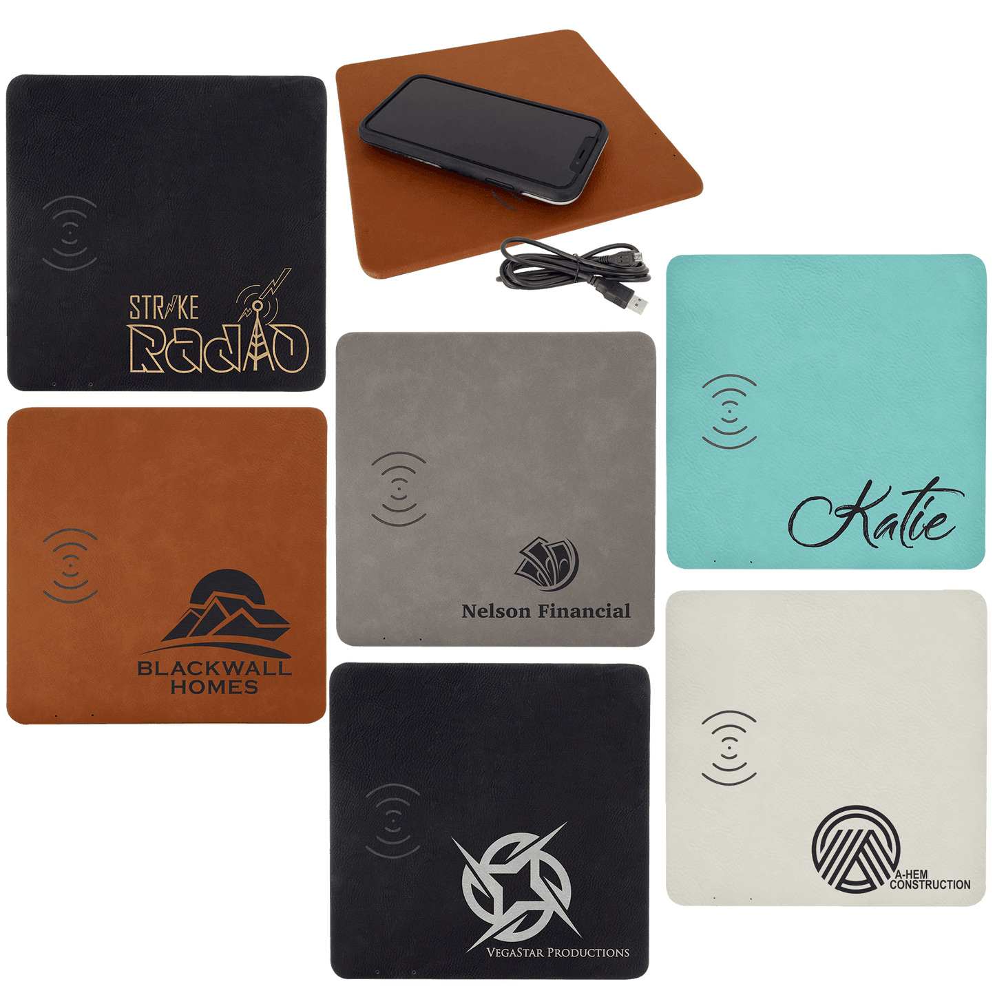 Laserable Leatherette Phone Charging mat