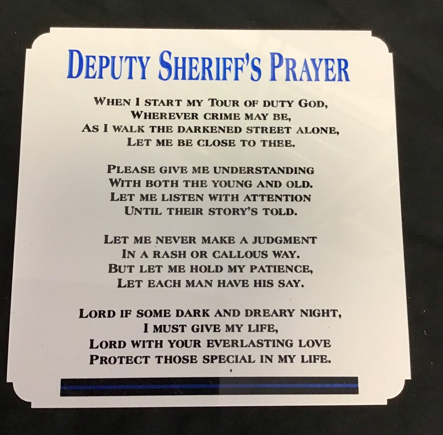 Deputy Sheriffs Prayer Locker Plate