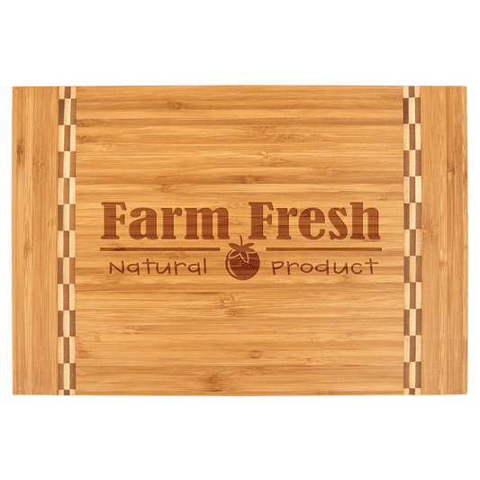 Bamboo Cutting Board with Butcher Block Inlay