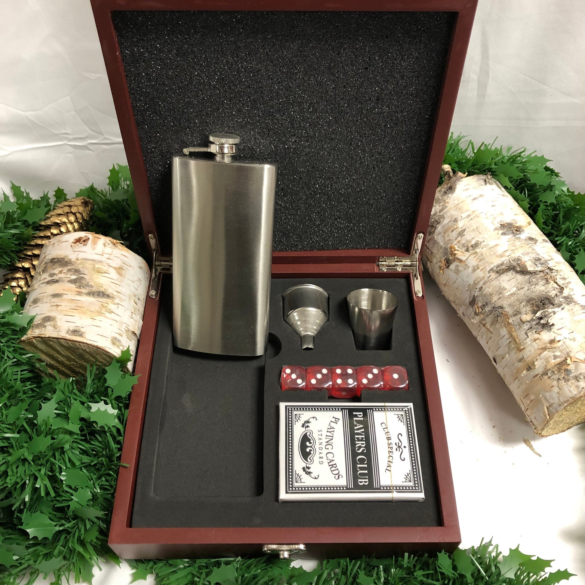 Personalized Cards Box Set w/ Flask
