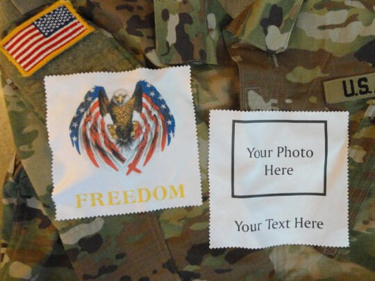 Military Red, White & Blue Eagle American Flag Field Photo Eye Glass Cleaner