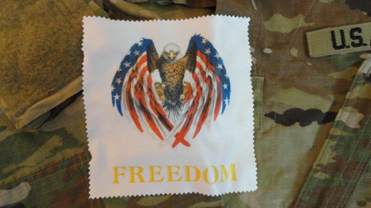 Military Red, White & Blue Eagle American Flag Field Photo Tuck