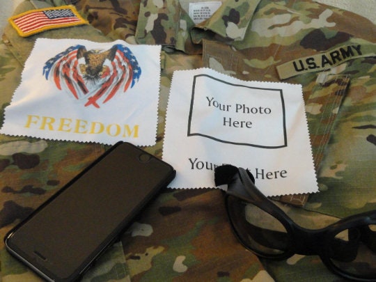 Military Red, White & Blue Eagle American Flag Field Photo Tuck