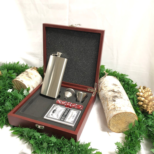 Personalized Cards Box Set w/ Flask