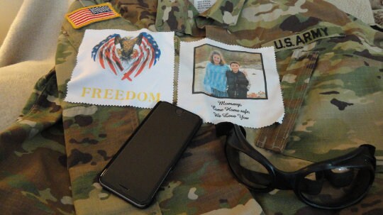 Military Red, White & Blue Eagle American Flag Field Photo Eye Glass Cleaner