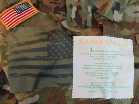 Military OD Green American Flag Field Prayer Tuck