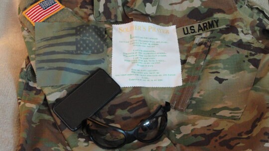 Military OD Green American Flag Field Prayer eye glass cleaner