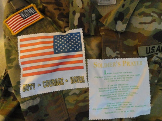 Military Red, White & Blue American Flag Field Prayer Eye Glass Cleaner