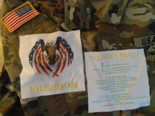 Military Red, White & Blue Eagle American Flag Field Prayer Tuck