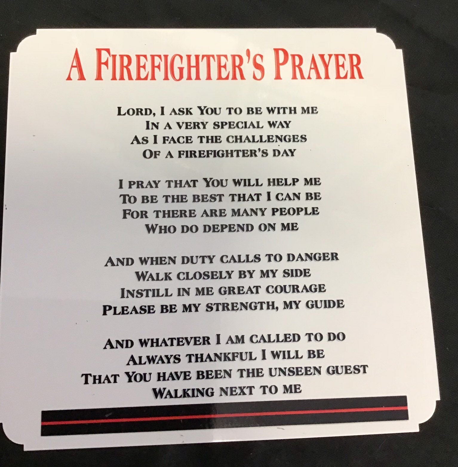 Firefighters locker plate