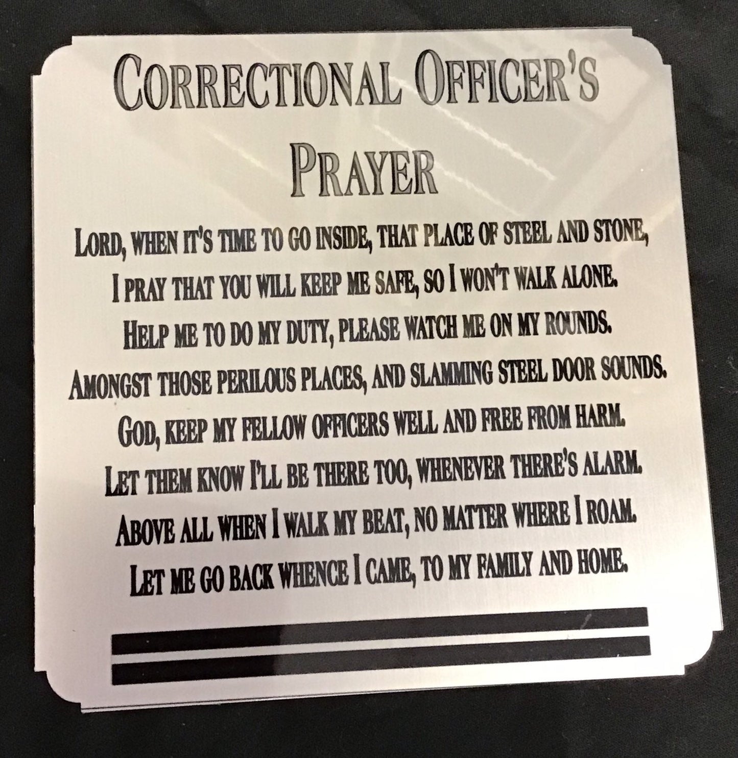 Correctional Officers Prayer Locker Plate