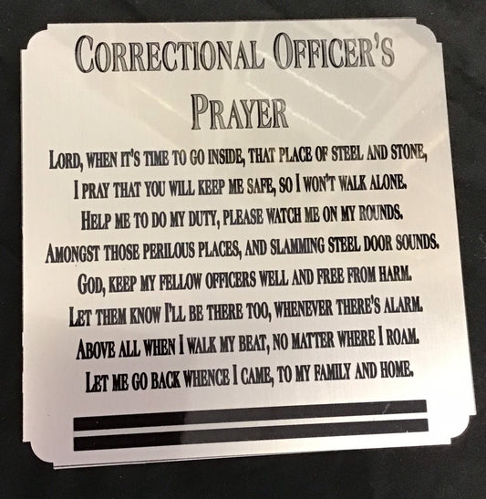 Correctional Officers Prayer Locker Plate