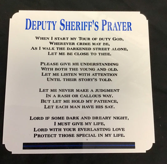 Deputy Sheriffs Prayer Locker Plate